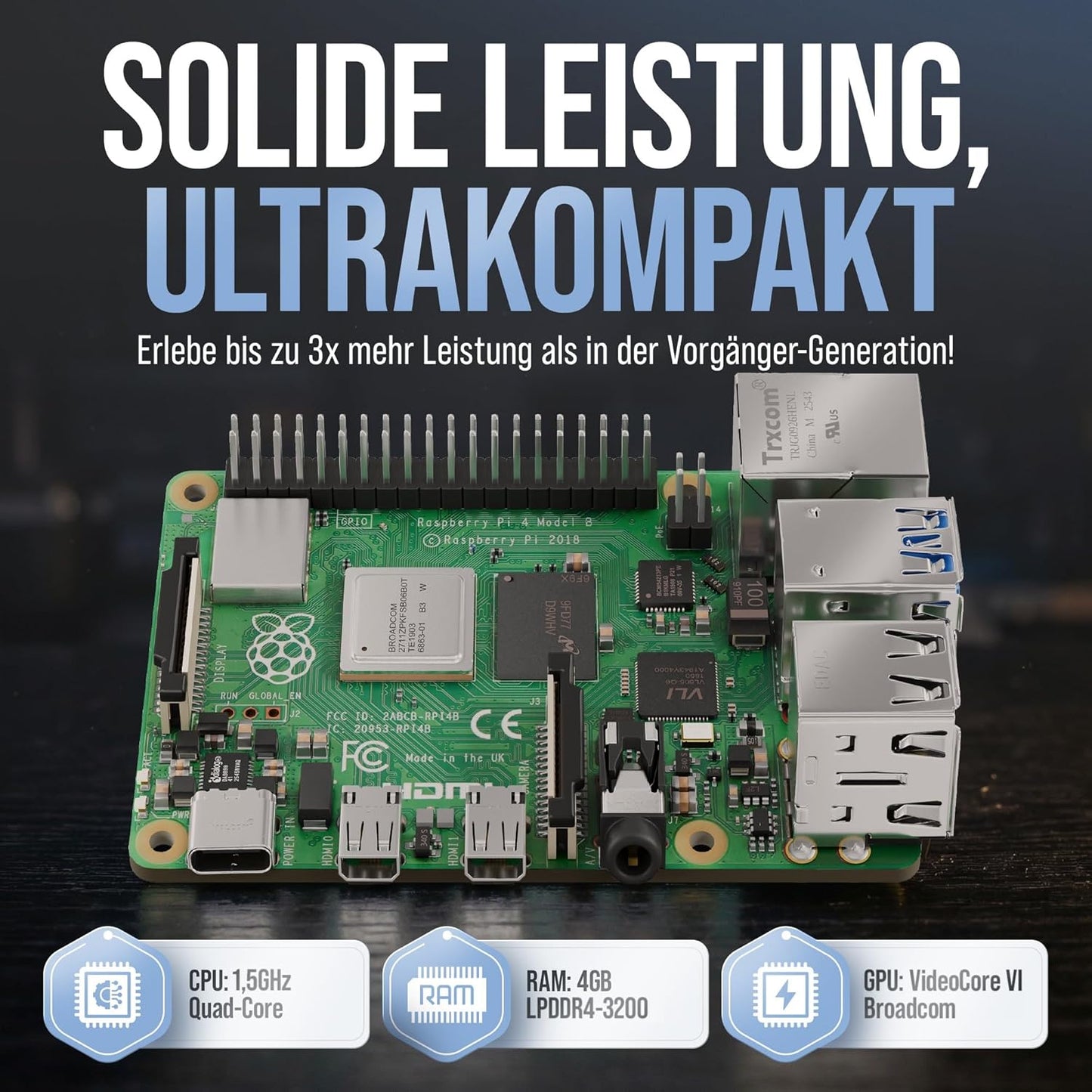 Symtech Pi 4 Pro Starter Kit | Raspberry Pi 4 (4GB RAM) | 64GB Black Edition Server Bundle