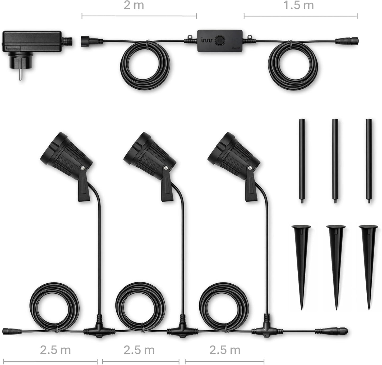 Symtech Smart RGB+CCT Garden Spotlight Kit | Zigbee 3.0 | 3-Pack Outdoor Ambiance