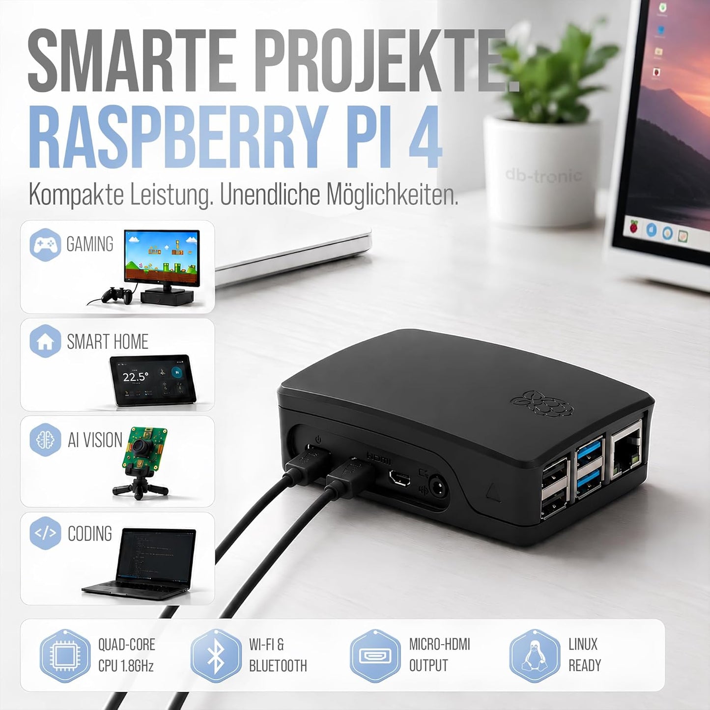 Symtech Pi 4 Pro Starter Kit | Raspberry Pi 4 (4GB RAM) | 64GB Black Edition Server Bundle
