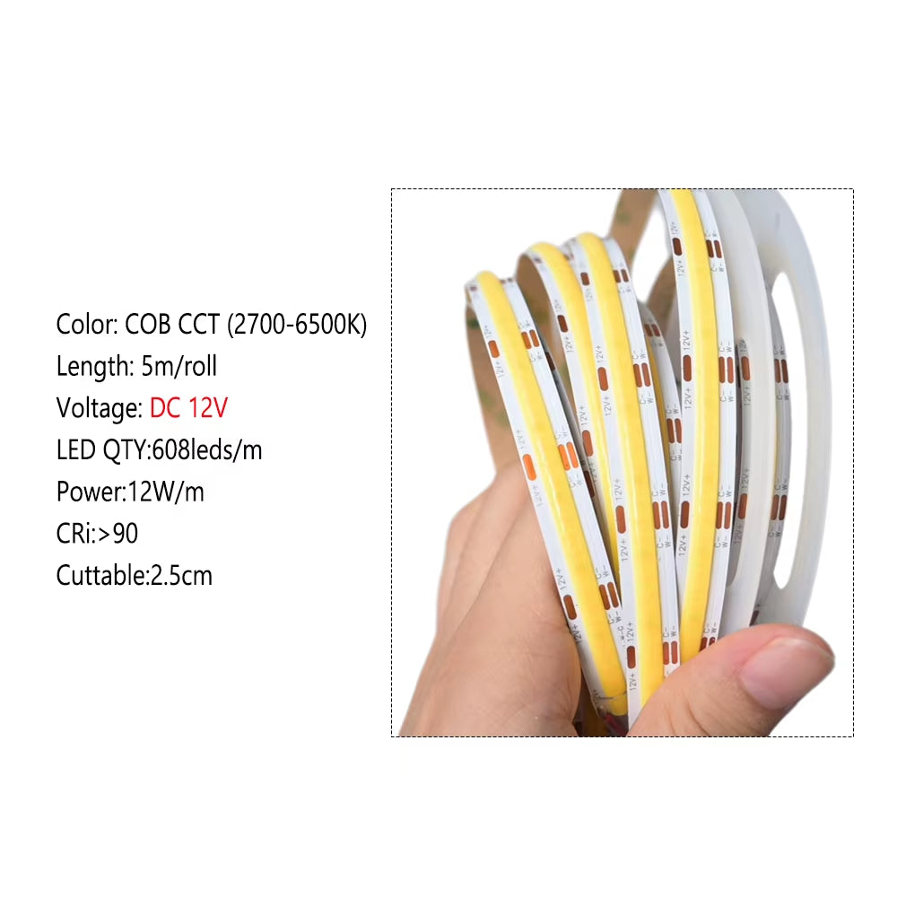 Symtech Zigbee COB CCT LED Strip Light 12V 2M 3M 5M 10M Alexa & Google Home Compatible