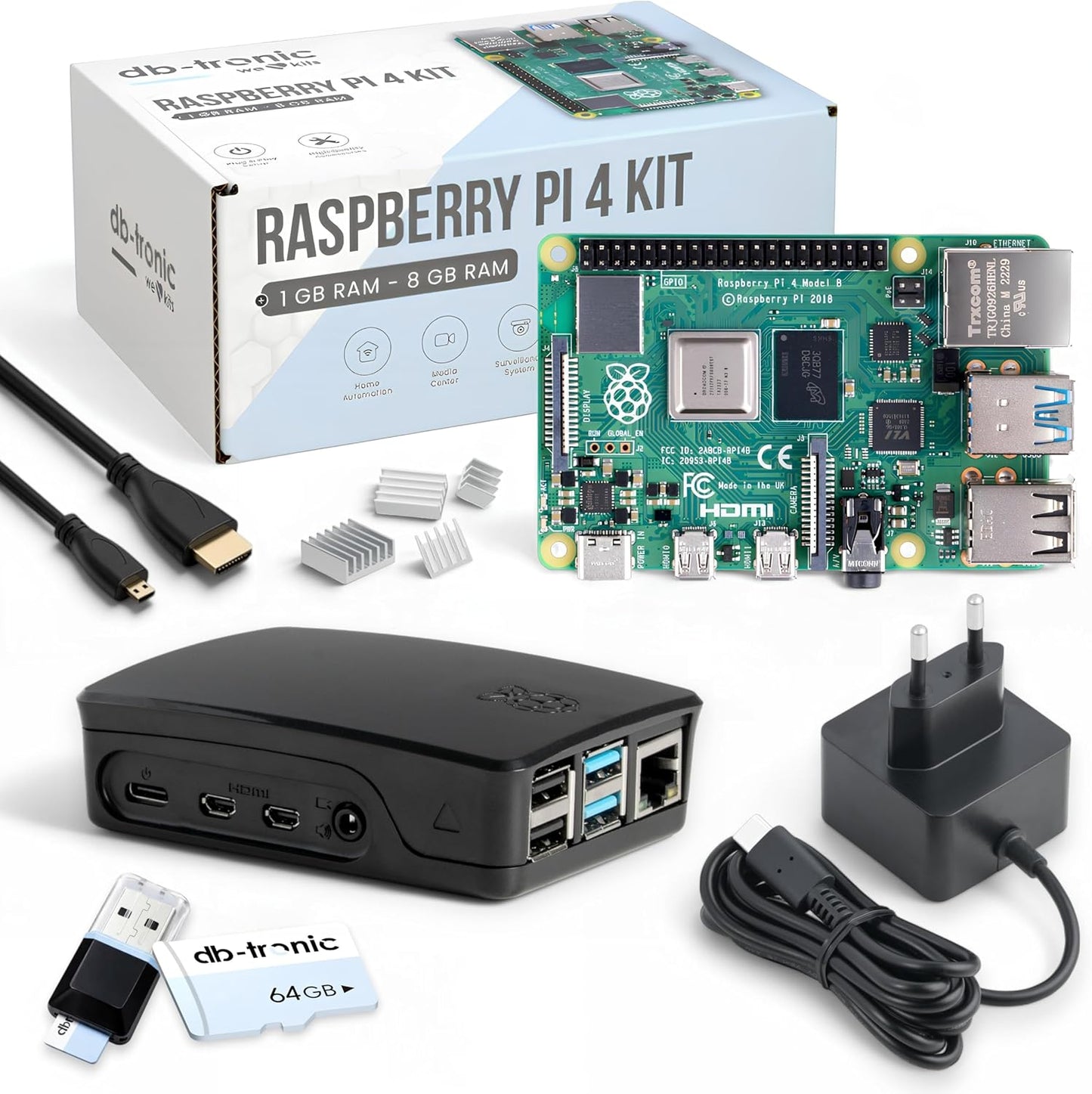Symtech Pi 4 Pro Starter Kit | Raspberry Pi 4 (4GB RAM) | 64GB Black Edition Server Bundle