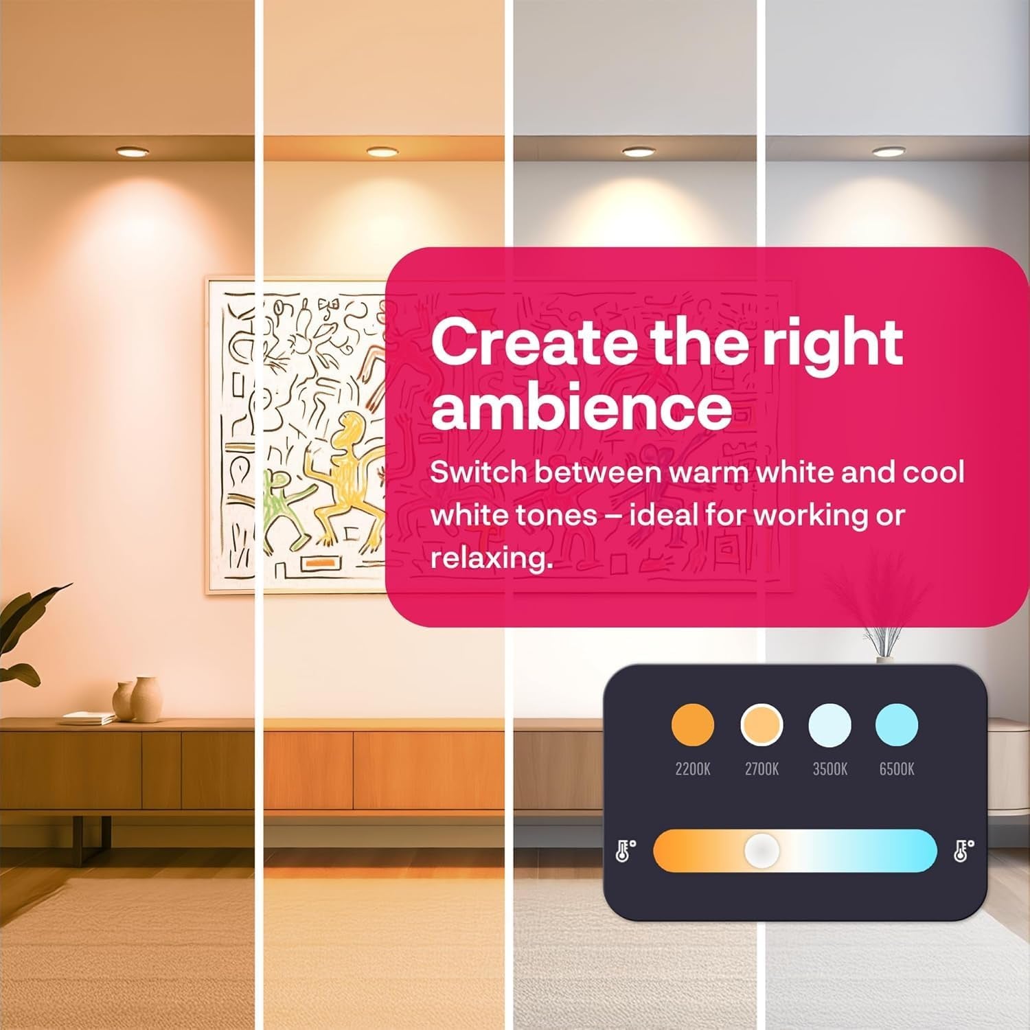 Symtech Flux GU10 Smart Spotlights | Zigbee 3.0 | Tunable White (2200K - 6500K) | 4-Pack