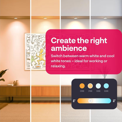 Symtech Flux GU10 Smart Spotlights | Zigbee 3.0 | Tunable White (2200K - 6500K) | 4-Pack