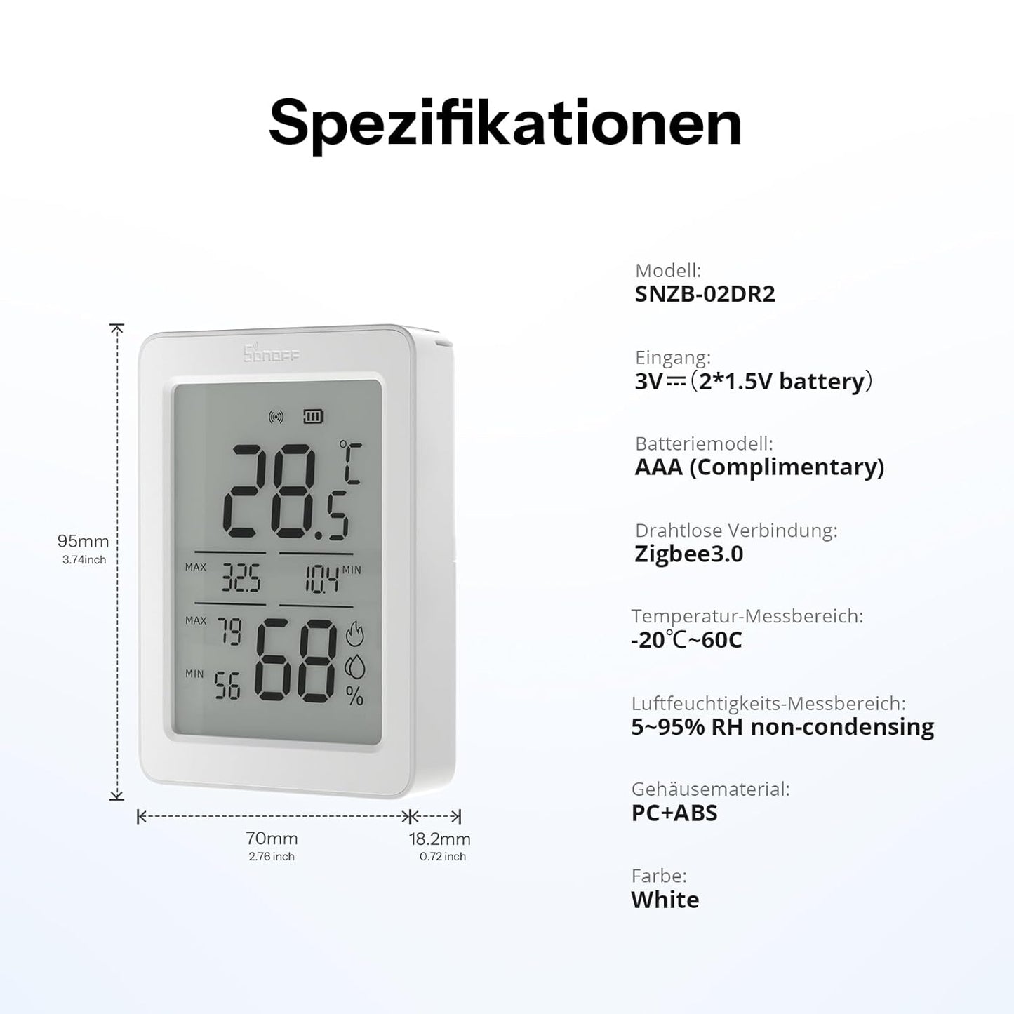 SONOFF AirGuard TH (SNZB-02DR2) | 3.6” Jumbo LCD Zigbee 3.0 Climate Monitor | 2-Pack Precision Bundle