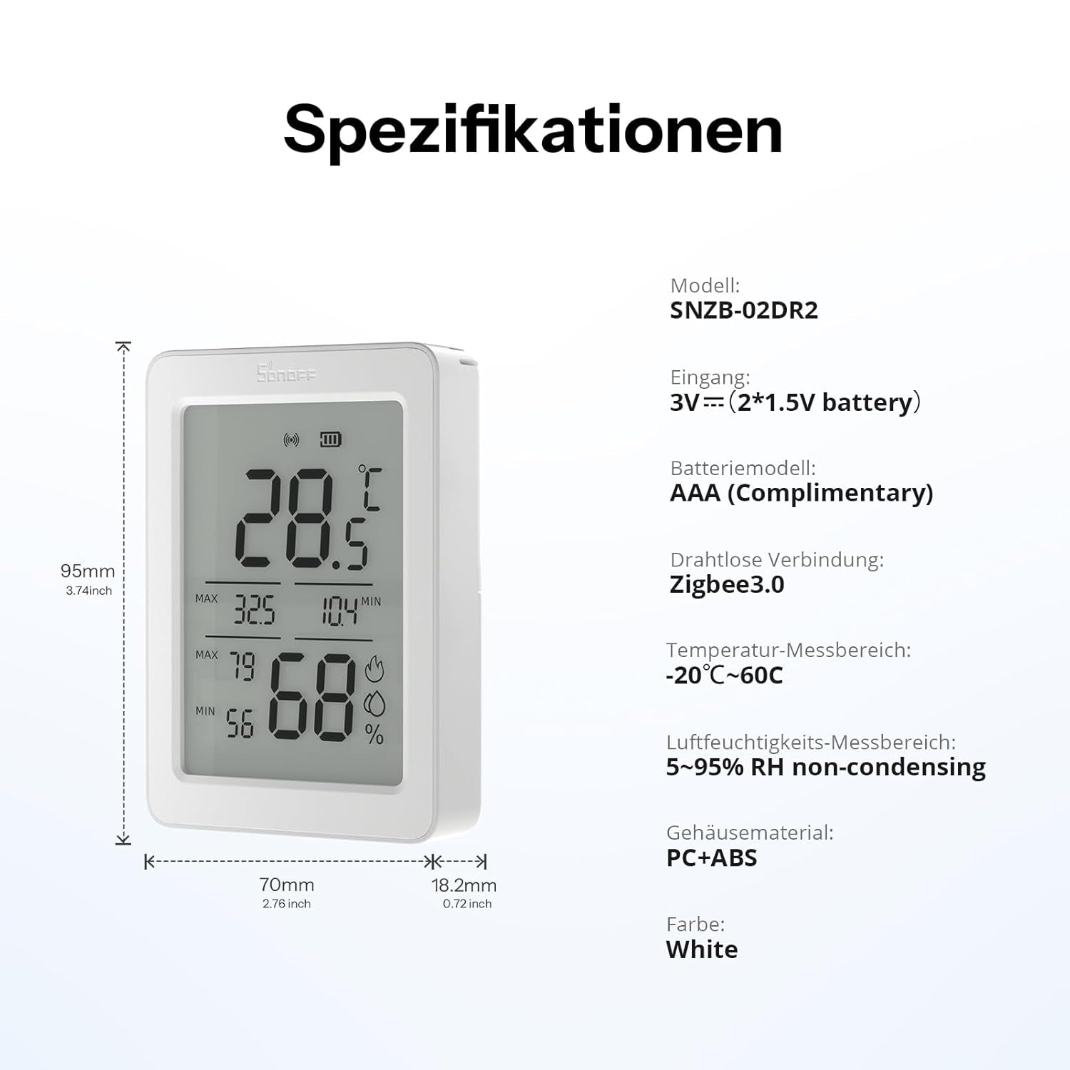 SONOFF AirGuard TH (SNZB-02DR2) | 3.6” Jumbo LCD Zigbee 3.0 Climate Monitor | 2-Pack Precision Bundle