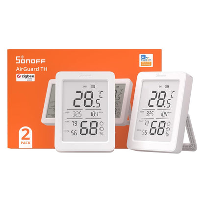 SONOFF AirGuard TH (SNZB-02DR2) | 3.6” Jumbo LCD Zigbee 3.0 Climate Monitor | 2-Pack Precision Bundle