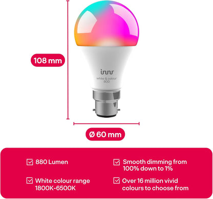 Symtech Aura B22 Smart LED Bulb | Zigbee 3.0 | RGB + Tunable White | 2-Pack Bayonet