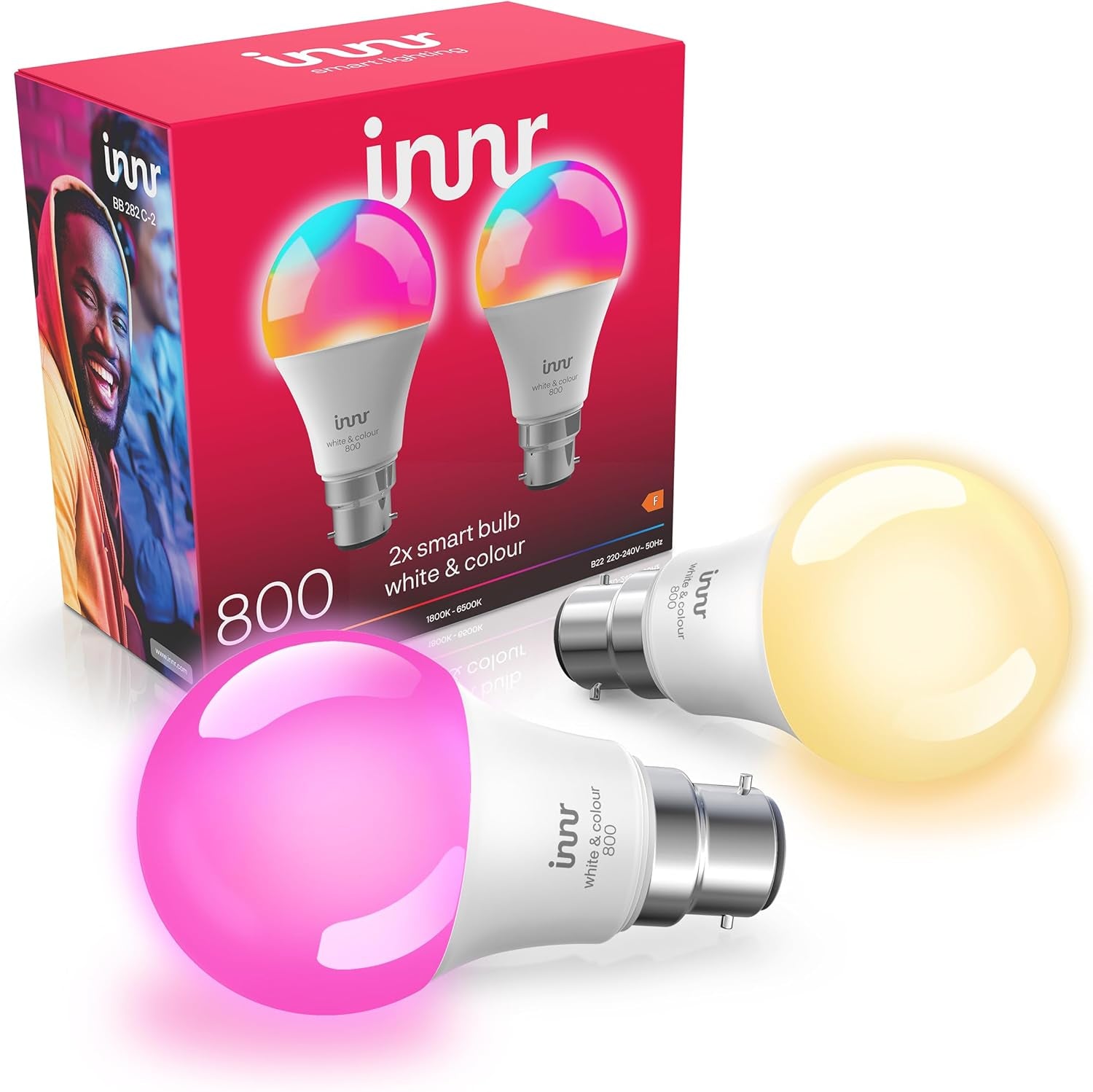 Symtech Aura B22 Smart LED Bulb | Zigbee 3.0 | RGB + Tunable White | 2-Pack Bayonet